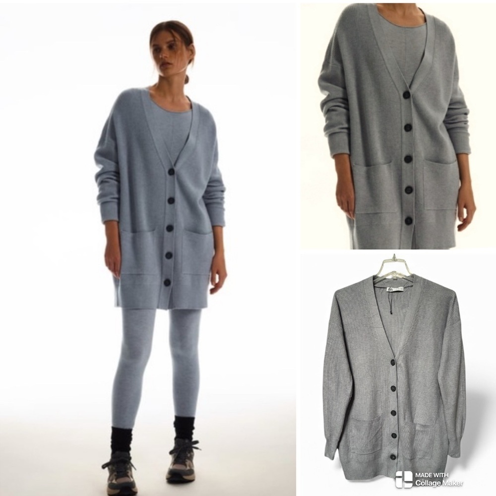 Zara NWOT Oversized long ribbed cardigan